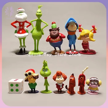 8cm 2d Гринч-ед Коледа акрилни аниме фигури Kawaii фигура украса Коледа подарък деца подарък за деца