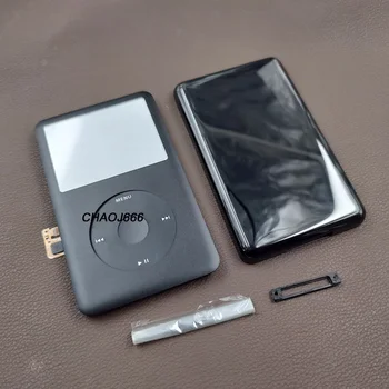 черен пълен комплект корпус предна лицева плоча обратно калъф капак бутон за щракване колело за iPod 6-ти 7-ми класически 80Gb 120GB тънък 160GB