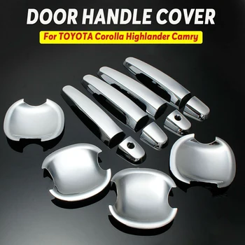 12X ABS дръжка за врата Cover Bowls Trim хром за TOYOTA Corolla 03-13 Highlander 01-07 Camry 02-06 RAV4 01-08 Yaris 08-08