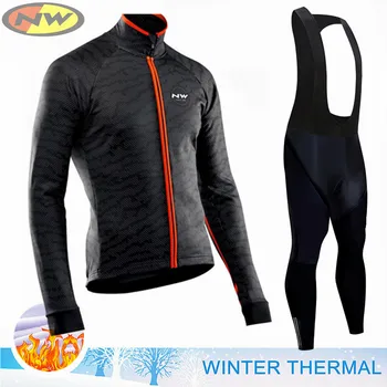 2023 NW Winter Warm Fleece Jersey Set Cycling Jersey Set Winter Thermal Fleece Long Sleeve Cycling Clothing Ropa Ciclismo Hombre