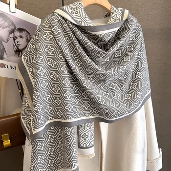 2023 Есен Зима Нов печат шал жени на открито поддържа топло имитира кашмир шал мода голям дълъг дебел шал дама 180 * 65 см