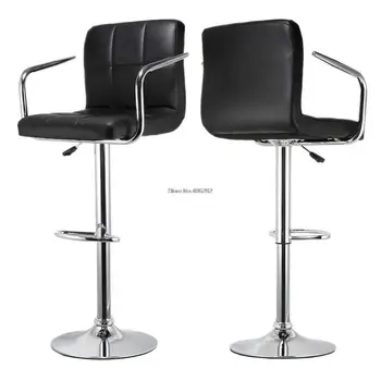 2Pcs/set бар стол шест решетка възглавница стол синтетична кожа въртящи бар столове регулируеми по височина столове с подложка за крака подлакътник HWC