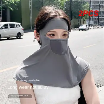 2PCS Слънцезащитна маска Найлон Anti-UV Удобен хладен материал Кожа приятелски плат Открит продукт Дамска слънцезащитна маска черна