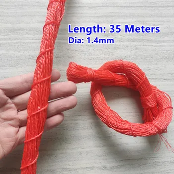 35 метра червен найлон шнур За фиксиране на пилешко мрежово въже за оранжерийно градинарство Риболов скариди клетка мрежа въже