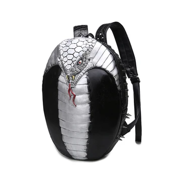 3D релефна змия кобра раница чанти за мъже нит уникален дамски чанта причудлив Cool ученическа чанта за тийнейджъри лаптоп пътни чанти