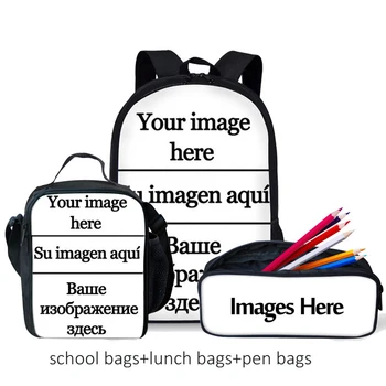 3Pcs/Set Ученически ученически чанти Персонализиран печат Вие име лого раница книга чанти за тийнейджър момичета момчета ученическа чанта голям капацитет Mochila