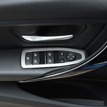 4Pcs/Set Неръждаема стомана интериор врата прозорец превключвател капак тапицерия стикер за BMW 3 GT X1 1 3 4 серия F48 F20 F30 F31 F34 F36