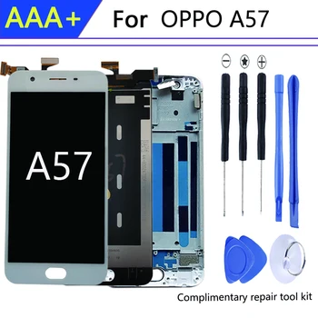 5.2 инча за OPPO A57 дисплей Мобилен телефон LCD дисплеи A57t с рамка дигитайзер монтаж части LCD модули модули сензорен екран подмяна