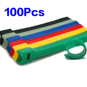 50pcs /100pcs Освобождаващи се кабелни връзки Цветни пластмаси Кабелни връзки за многократна употреба Найлон Loop Wrap Zip Bundle Ties T-тип кабелна връзка тел