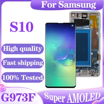 6.1'' Super AMOLED S10 LCD за SAMSUNG S10 G973F / DS G973U SM-G973 LCD дисплей сензорен екран дигитайзер събрание подмяна