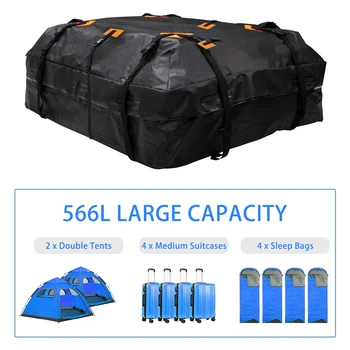 600D водоустойчива товарна чанта кола покрив товарен превозвач универсален багаж чанта съхранение куб 20 кубически фута за всички автомобили с / без багажник