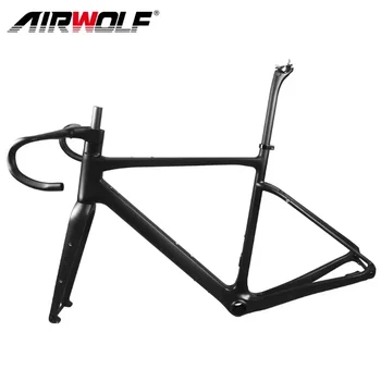 Airwolf пълен въглероден велосипед рамка 700 * 45c въглероден велосипед рамка комплект с вилица седалка пост въглеродна фиксирана предавка писта състезателни велосипеди