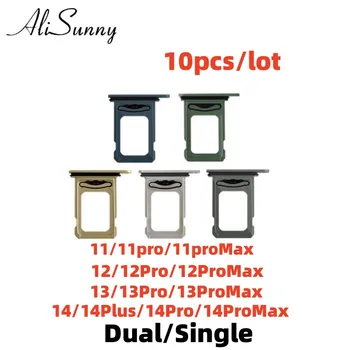AliSunny 10pcs слот за държач за SIM карта за iPhone 14 13 11 12 Pro Max Single Dual Adapter Nano резервни части