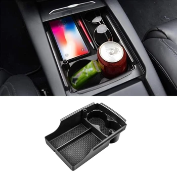 Auto Center Console Storage Box Tray Armrest Organizer for Tesla Model X Cubby Box with Cup Holder Interior Accessories