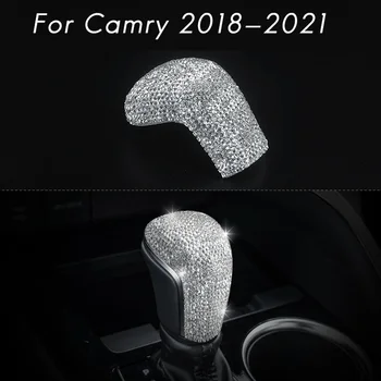 Bling Diamond Crystal Gear Shift Knob Lever Head Crystal лъскав капак стикери за Toyota Camry 2018-2021 Аксесоари