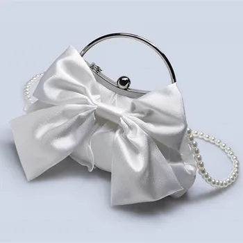 Bowknot съединител чанти булчински сватба банкет чанти мода елегантен бели жени верига портмонета