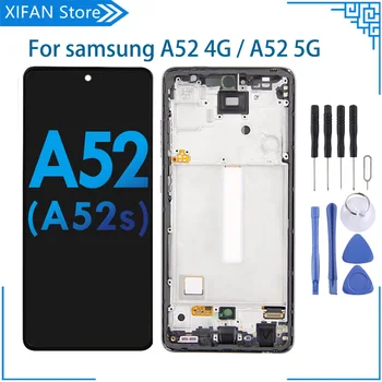 Burn-сянка LCD за Samsung Galaxy A52 4G 5G A525 / A52S / A526 LCD дисплей с рамка сензорен екран дигитайзер ремонт части