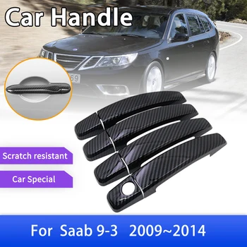 Carbon Fiber Door Handle Cover Fit for Saab 9-3 YS3F 2009 2010 2011 2012 2013 2014 Car защитно фолио аксесоари стикери подстригване