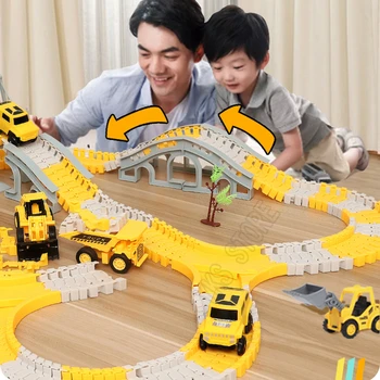 DIY Car Race Magic Rail Diecasts Mini Track Set Гъвкави превозни средства за деца момчета цветни железопътни игри играчка от 3 до 7 години