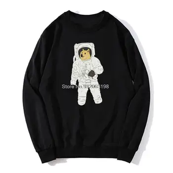 Dogecoin 2021 Ново пристигане Hoodie Space Doge Classic Men O-образно деколте Hoodies Sweatshirt Sweater Streetwear