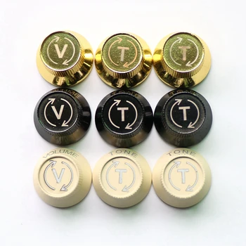 Donlis 1V 2T метални ST китарни копчета в реколта крем злато и черни цветове с гаечен ключ за настройка
