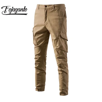 FOJAGANTO 2023 Външни ежедневни панталони за мъже Плътен цвят Голям джобен моден гащеризон Висококачествен дизайн Ежедневни панталони за мъже