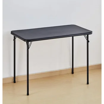 KAIHAOWIN метална сгъваема маса, малко сгъваемо бюро с винилов плот, прахово боядисани стоманени крака, компактна лека преносима маса