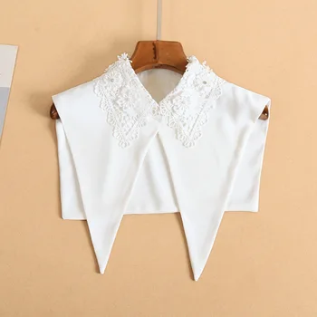 Linbaiway жените дантела бродерия фалшива яка риза подвижна ревера риза яка яка яка половин риза ревера Fuax Cols аксесоари