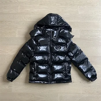 London Down Puffer Jacket В наличност Parka Men Луксозна марка лъскава черна бродерия лого яке