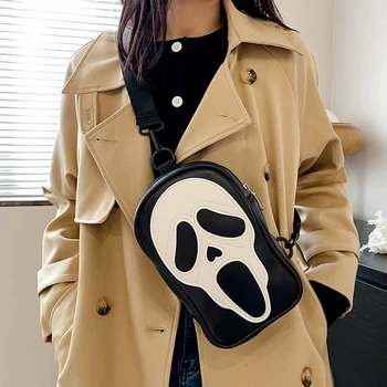 PU кожа готически дявол Хелоуин Crossbody чанти унисекс личност рамо чанти смешно призрак лицето портмонета и чанти за жени