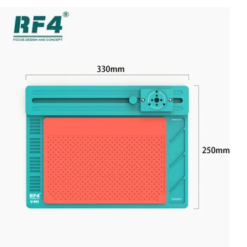  RF4 RF-MO3 330 * 250 мм топлоустойчива силиконова подложка за микроскоп за платформа за ремонт на телефони Работна маса от алуминиева сплав