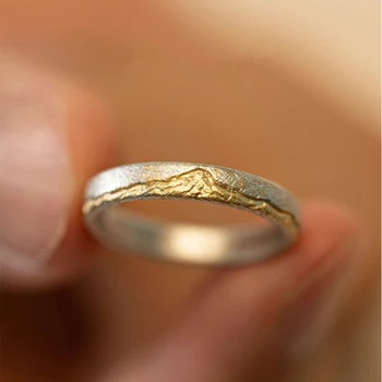 Rizhao Jinshan двойка пръстен 925 стерлинги сребърни бижута регулируема мода под планината Фуджи ниша двойка показалец отваряне рин