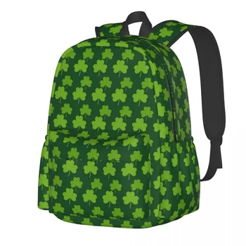 Shamrock Leaf Backpack Ден на Свети Патрик Спортни раници Teen Високо качество Големи гимназиални чанти Смешни раници