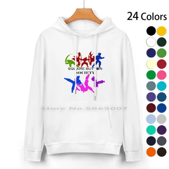 Square Button Society Pure памучен пуловер с качулка 24 цвята Dbfz Hoc бойна игра Koustics 100% памучен суитчър с качулка за