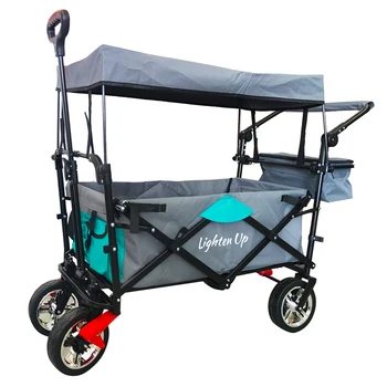 Wheel Outdoor Multifunctional Foldable Camping Cart Four-wheel Shopping Cart Gardening Handling Trolley Folding Heavy Duty Wagon