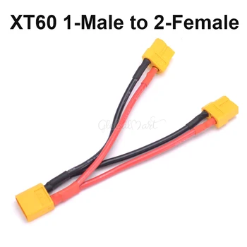 XT60 мъжки към женски паралелен конектор кабел разширение Y сплитер паралелен кабел 10CM 14AWG силиконов проводник за RC Lipo батерия