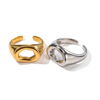 Youthway минималистичен Desinger стомана моден пръстен поличба изявление текстура злато цвят 18K PVD покритие водоустойчиви бижута