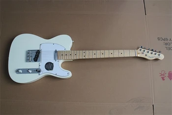 Бърза доставка Чисто бяла 6-струнна електрическа китара Кленов пръст Сребърен хардуер Супер качество на звука TL безплатна доставка