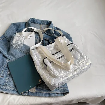 Ватирана памучна подплатена чанта найлон зимна чанта за пратеник водоустойчива мода случайни меки топли регулируеми за пазаруване пътуване