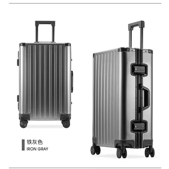 висок клас носене на багаж с колела Пътуване Грим куфар 28 инча Дизайнерски куфар Алуминиева магнезиева сплав Чанта за багаж