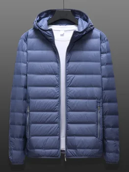 Голям размер зимни качулки ултра леки надолу яке мъже ветровка връхни дрехи 90% бяла патица надолу подплатени буферни топло палто 6XL 7XL 8XL