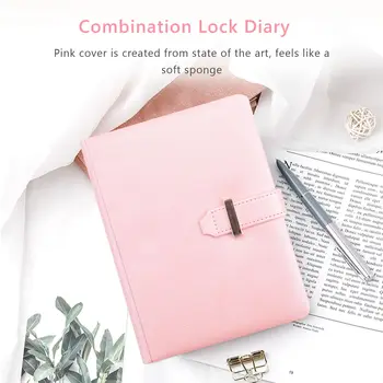 Дневник за заключване с форма на сърце с ключови лични организатори Таен подарък за тетрадка за момичета и жени (розово)