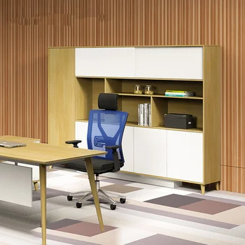 Дървен цвят съвпадение многослойни дял библиотека с врата, етаж стоящи нисък кабинет, служител офис данни шкаф