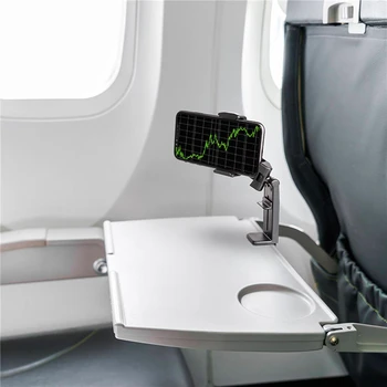  Държач за телефон със самолет Преносима стойка за пътуване Полет Сгъваема регулируема въртяща се селфи Холдинг Влак Подкрепа за стойка на седалката