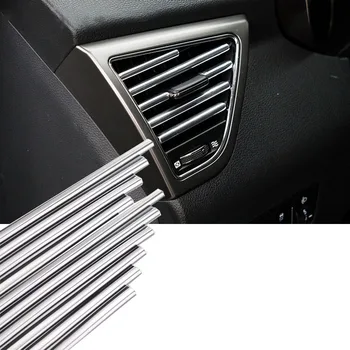 Интериор на автомобил Декоративна лента 10pcs Auto табло Air Outlet Trim Универсален хром стайлинг корнизи Trim аксесоари