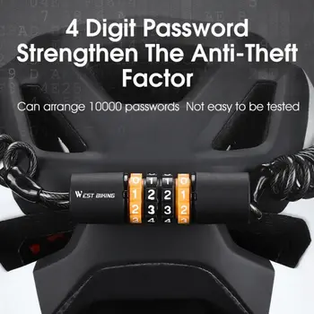 Качествен преносим цинков сплав ABS 4-цифрена парола Заключване на каската Стоманени кабелни брави Заключване на велосипеди против кражба Планински велосипеди