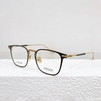Класически реколта черно злато слънчеви очила мъжки нюанси луксозни квадратни слънчеви очила M3135 супер леки титанови очила за мъже