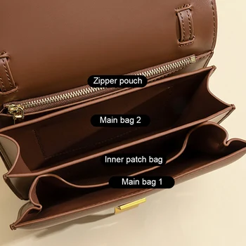 Кожена чанта за рамо Жени Регулируема каишка Малка квадратна чанта Метална ключалка Мода пратеник чанта Пътуване чанта