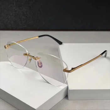 Луксозна дизайнерска рамка Мъжки очила Модни дамски очила Рамка без рамки Чиста титанова CT0254O рецептурна леща