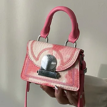 Марка жени градиент цвят PU кожа пари съединител чанти 2 размера заключване портмонета за притежателите на парични карти 2023 рамо чанти